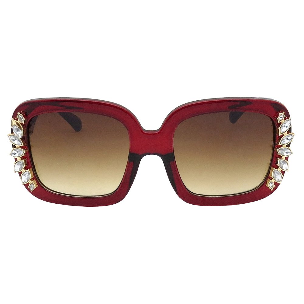 thumbnail interactive-video image 1 of CG Eyewear Women's Rectangular Retro Square Frame Rhinestone Sunglasses – UV400 1 of 5